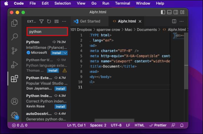 วิธีเปลี่ยนล่าม Python ใน VS Code