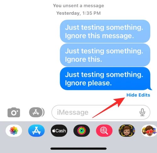 iPhoneでメッセージの編集履歴を表示する手順