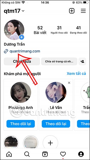 Instruções para inserir links em perfis do Instagram