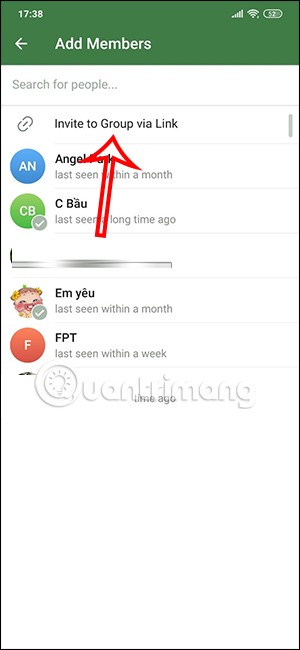 Instructions for getting group link on Telegram