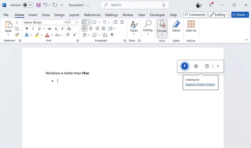 Как использовать функцию голосового ввода в Microsoft Word