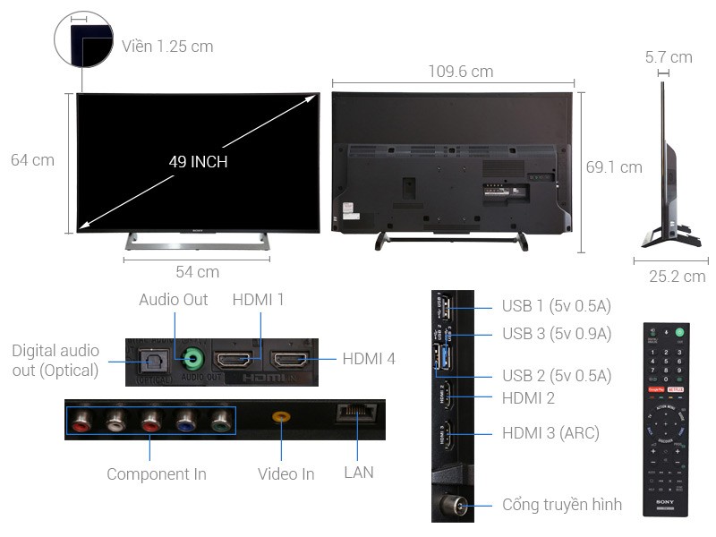 Quais são os tamanhos das TVs de 32, 40, 43 e 55 polegadas... da Sony, Samsung e LG?