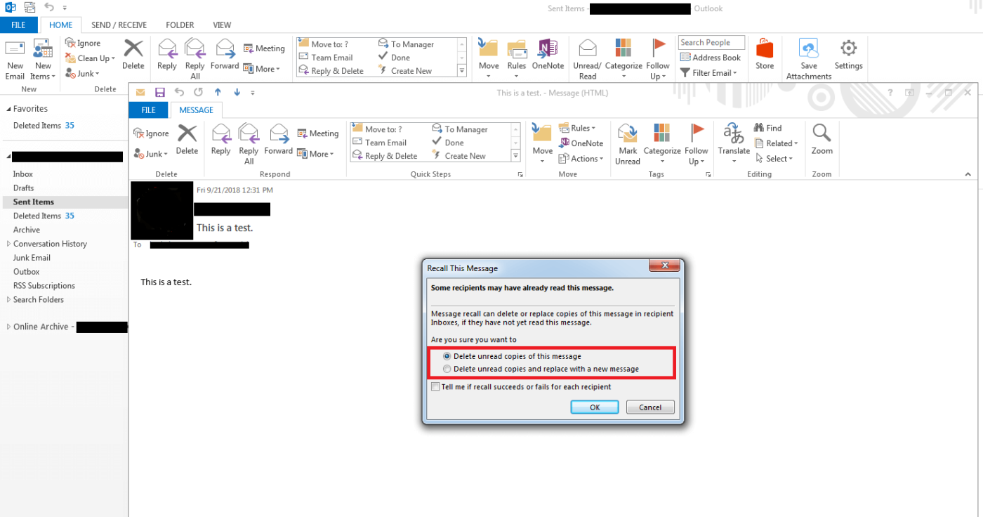 Instrucciones sobre cómo recuperar correos electrónicos enviados en MS Outlook