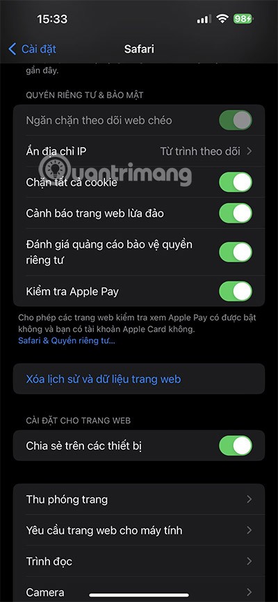 Comment activer les cookies dans Lien Quan, comment activer/désactiver les cookies sur iPhone