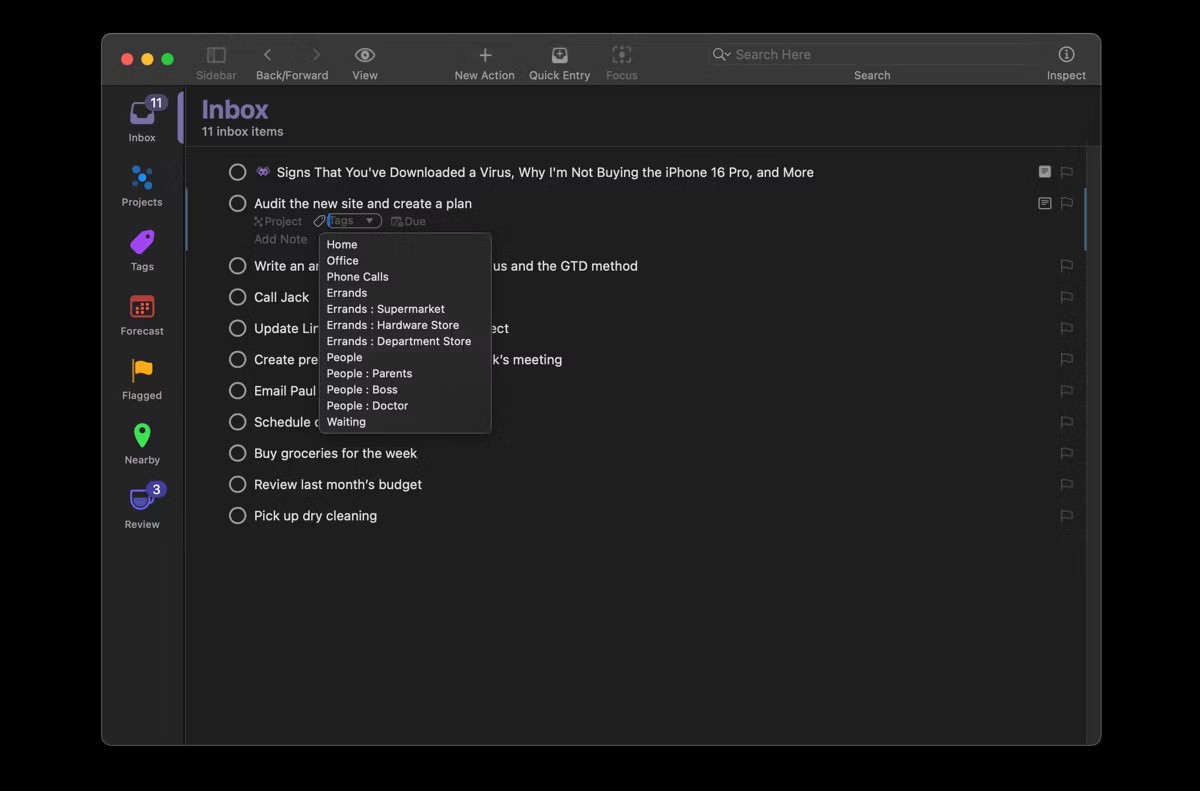 OmniFocus 작업 관리 도구에 대해 알아보세요