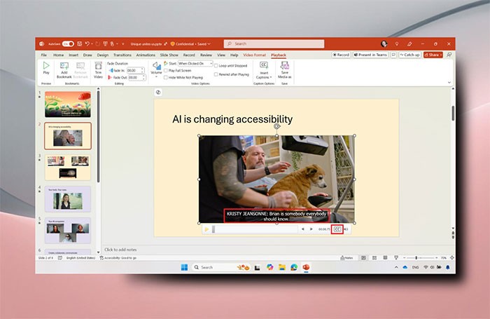 PowerPointは字幕とキャプション用のSRTファイルをサポートしています