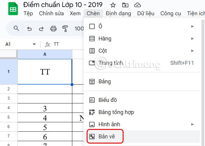 تعليمات لشطب الخلايا في جداول بيانات Google