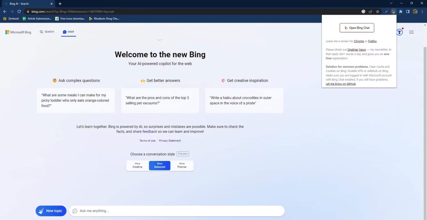 Como usar a IA do Bing no Google Chrome