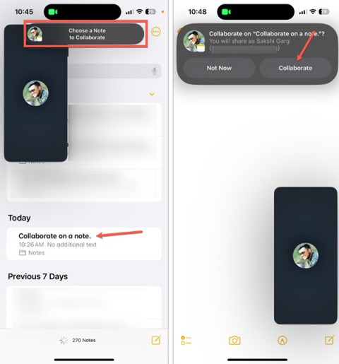 Samenwerken aan notities in FaceTime