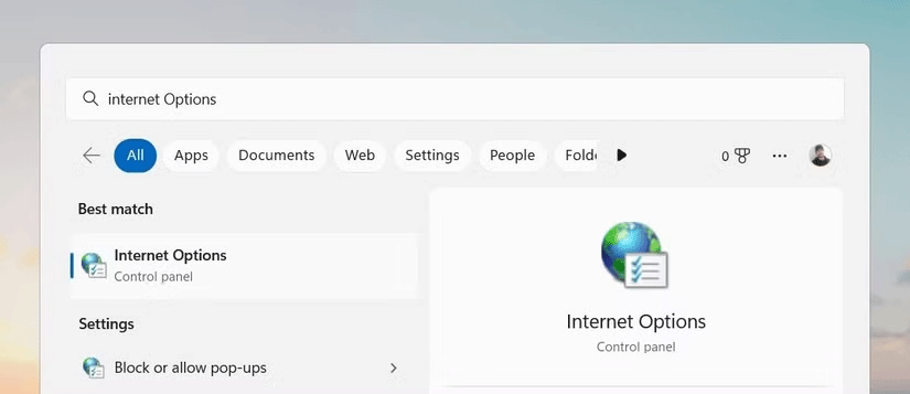 كيفية فتح خيارات الإنترنت في نظام التشغيل Windows 11