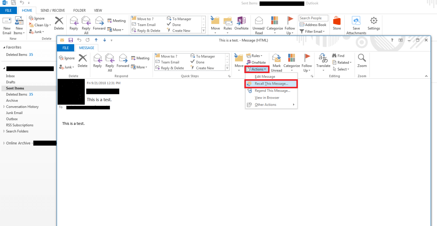 Instrucciones sobre cómo recuperar correos electrónicos enviados en MS Outlook