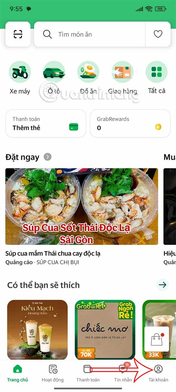 Instruções para criar uma conta familiar no Grab