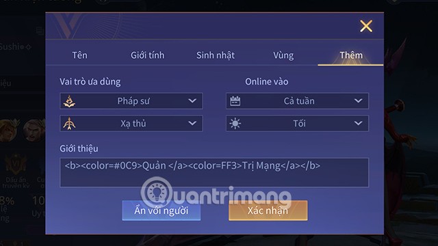 Jak pisać kolorowe litery w aplikacji Lien Quan Mobile