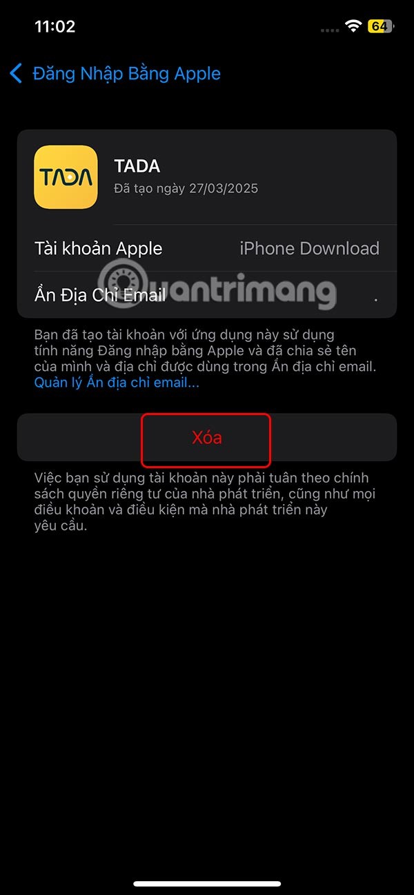 Comment supprimer les comptes d'application créés à partir de Connexion avec Apple