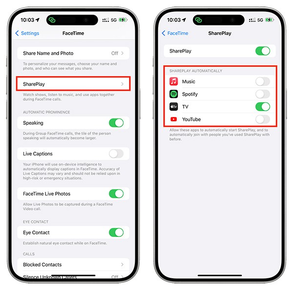 كيفية منع تشغيل SharePlay على iPhone تلقائيًا