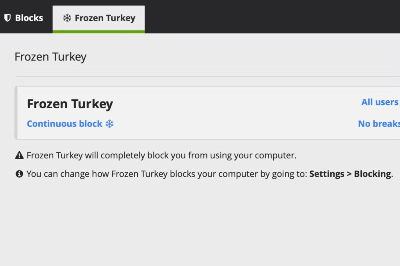 Vantaggi dell'app Cold Turkey