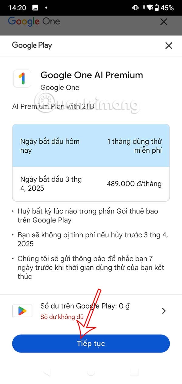 Instructions pour vous inscrire gratuitement à Google One AI Premium pendant 1 mois