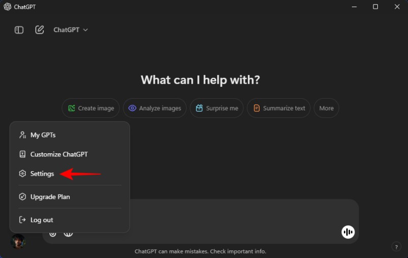 Windows'ta ChatGPT kısayol tuşu nasıl değiştirilir