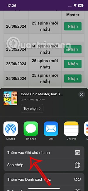 Comment enregistrer le lien d'une page Web Safari dans une note rapide