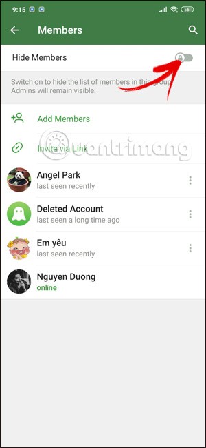 How to hide Telegram group members list