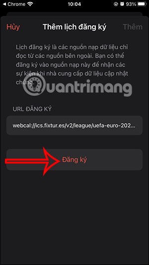 Instruções para adicionar o calendário Euro 2024 no iPhone