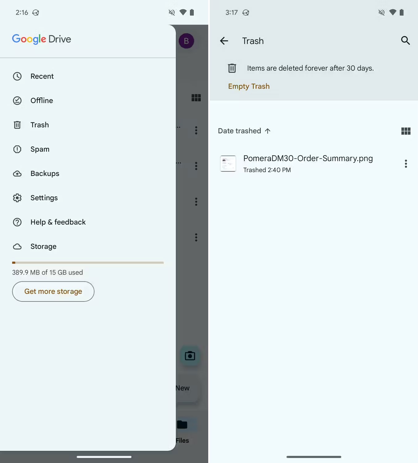How to empty the trash on Android