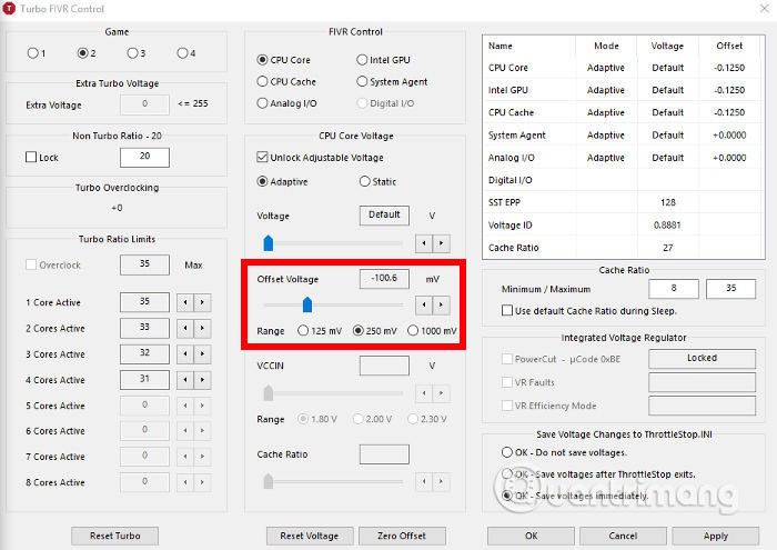 降低 CPU 溫度的降壓說明