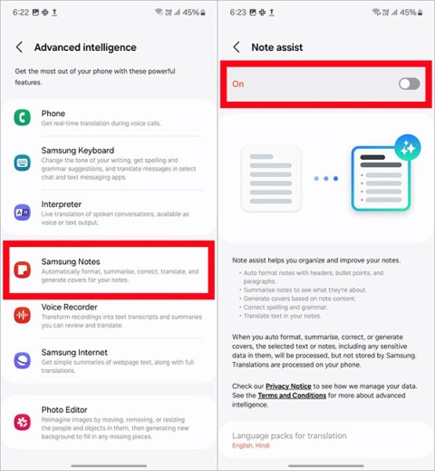 So verwenden Sie Note Assist auf dem Galaxy S24
