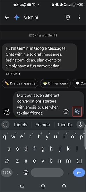 كيفية إرسال رسائل RCS باستخدام Google Gemini