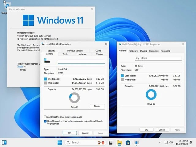 Bardzo odchudzona wersja systemu Windows 11 ma nieco ponad 100 MB