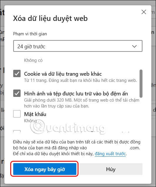 Instructions for clearing Microsoft Edge browser cache
