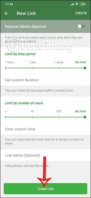 Instructions for getting group link on Telegram