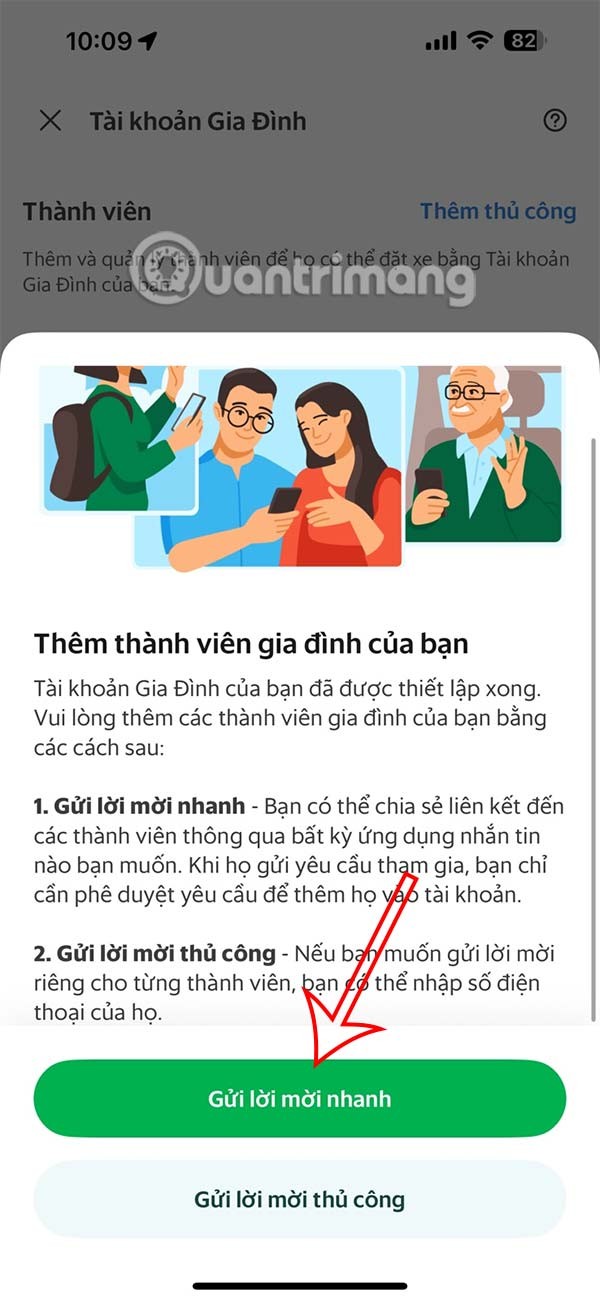 Instruções para criar uma conta familiar no Grab