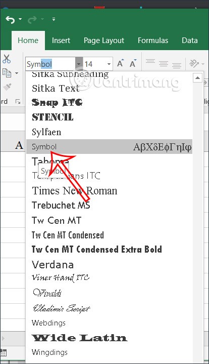 Istruzioni per l'inserimento del simbolo delta in Excel