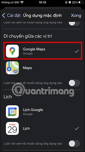 Anweisungen zum Festlegen von Google Maps als Standardkarte auf dem iPhone