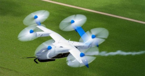Táxi voador elétrico a hidrogênio percorre 841 km e emite apenas água