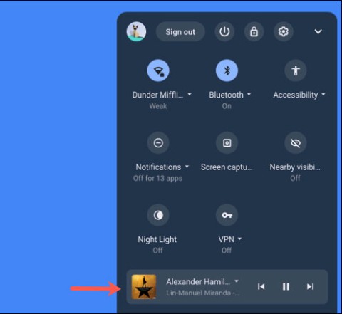 如何將媒體控制固定到 Chromebook Shel