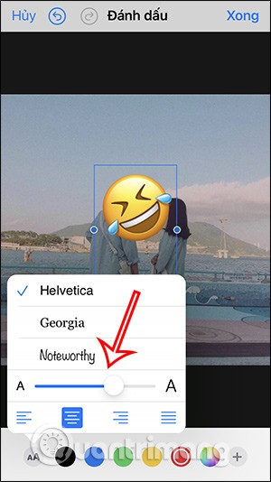 How to insert emoji into photos on iPhone extremely simple