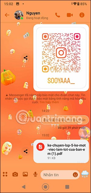 Instructions pour envoyer des fichiers sur Messenger sur téléphone et ordinateur