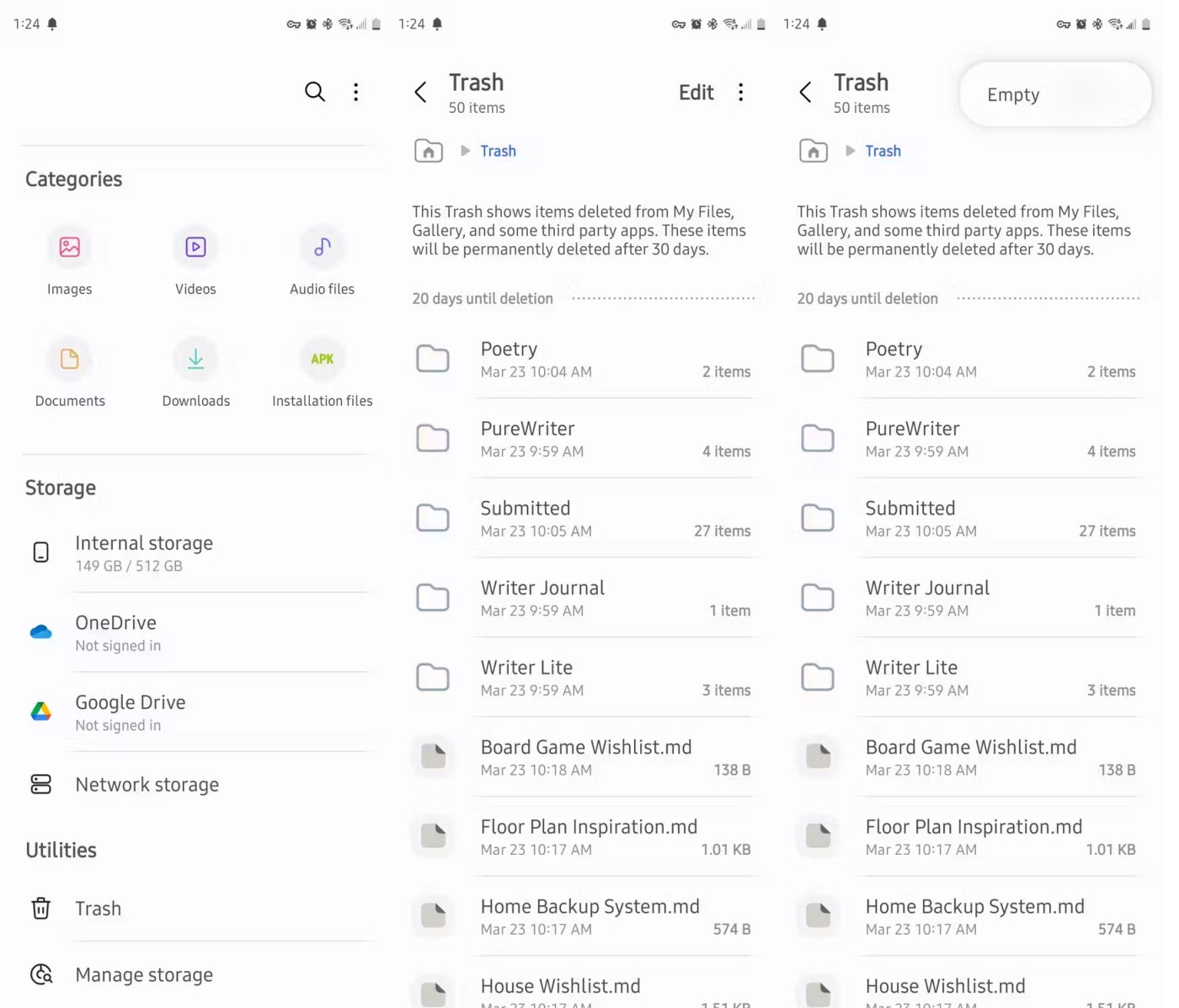 How to empty the trash on Android