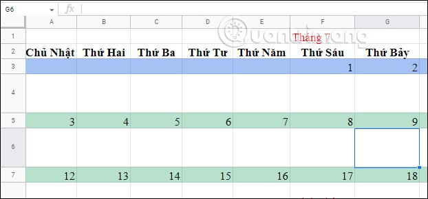 วิธีการสร้างปฏิทินใน Google Sheets