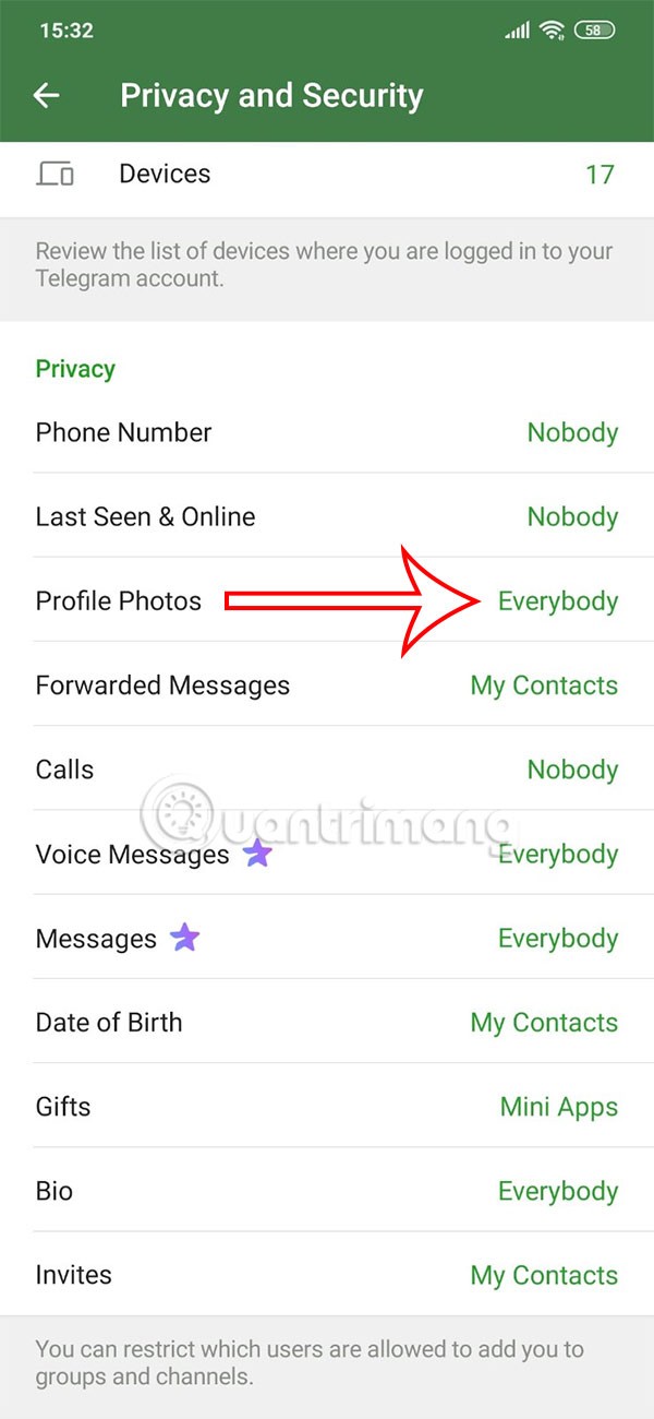 كيفية تعيين صورة شخصية عامة لحساب Telegram