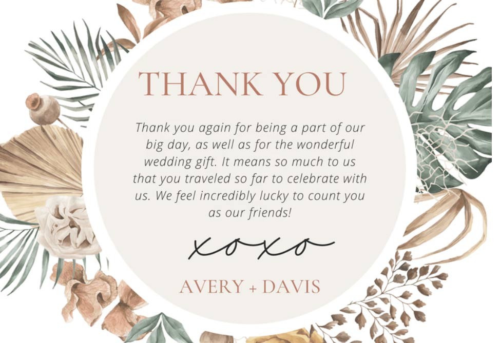 Suggestions for perfect thank you cards for every special moment in life
