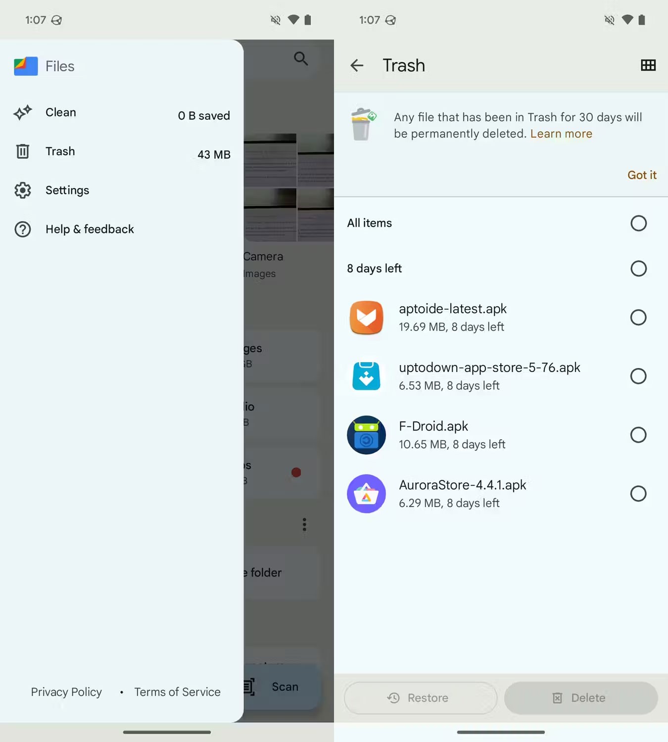 How to empty the trash on Android