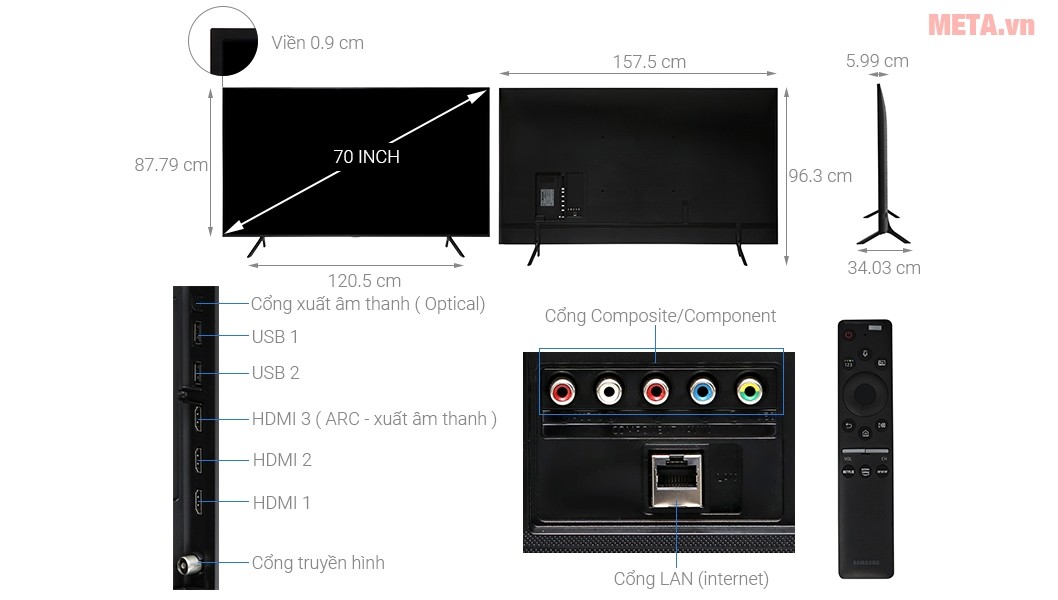 Quais são os tamanhos das TVs de 32, 40, 43 e 55 polegadas... da Sony, Samsung e LG?