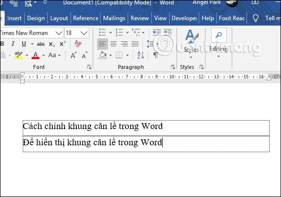 كيفية إظهار إطار الهامش في Word
