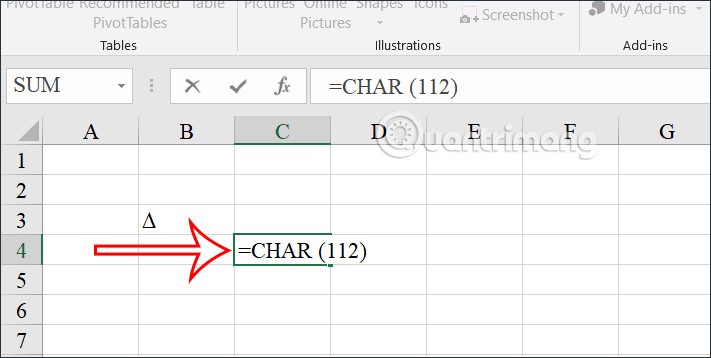 Istruzioni per l'inserimento del simbolo delta in Excel
