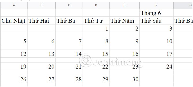 วิธีการสร้างปฏิทินใน Google Sheets