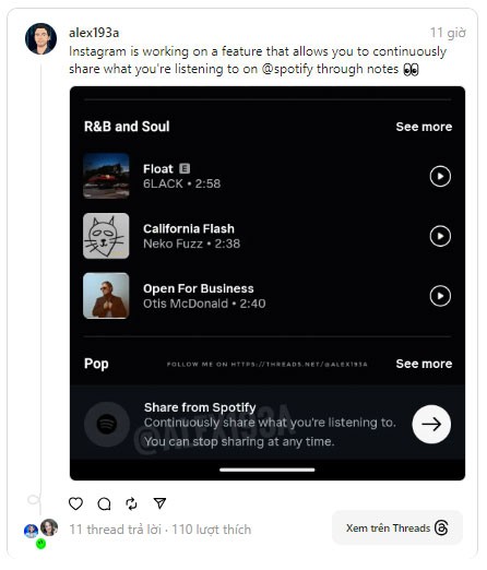 Spotify와 Instagram은 실시간으로 노래를 공유할 수 있는 MSN과 유사한 기능을 개발하기 위해 협력하고 있습니다.