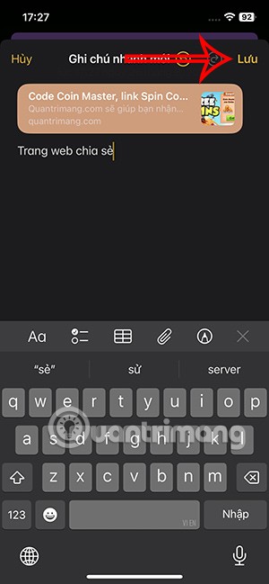 Comment enregistrer le lien d'une page Web Safari dans une note rapide